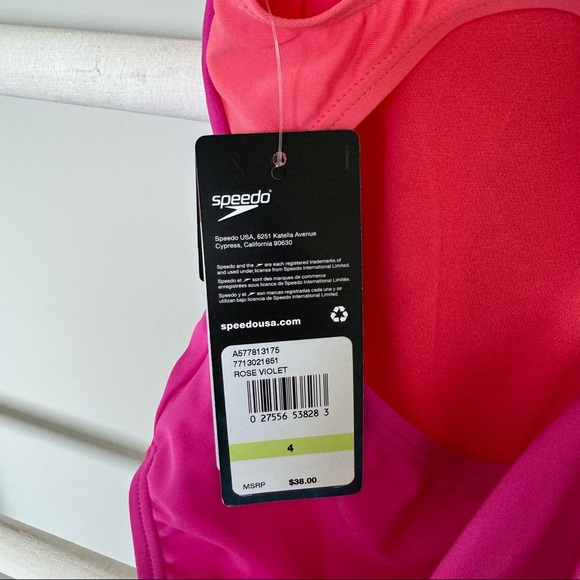 Speedo NWT Size 4 Girls Pink One Piece Swimsuit - Picture 4 of 7